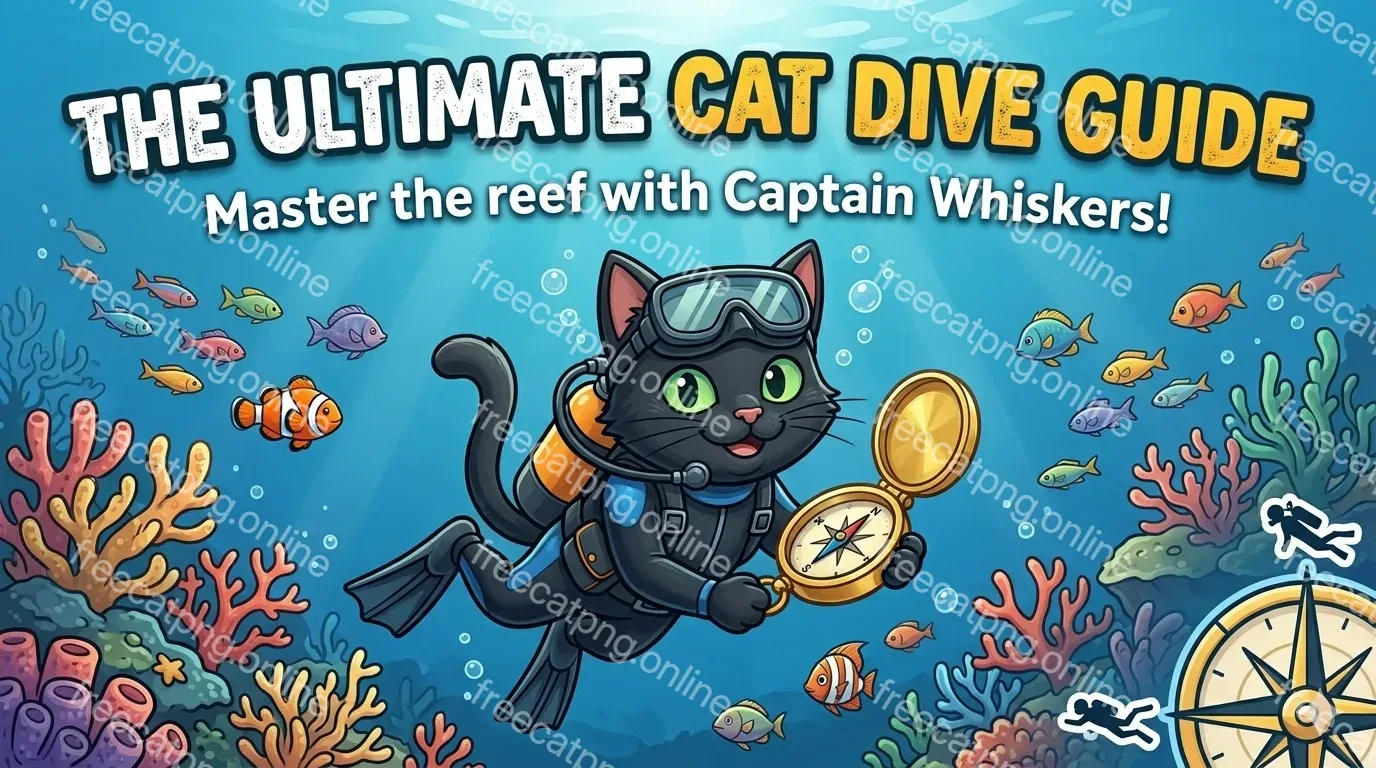 Scuba Black Cat PNG (Free Download) – Diving Cat Transparent Background